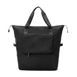 Herren-Canvas-Reisetasche, Damen-Handtasche, Gepäcktasche, Outdoor-Aufbewahrungstasche, große Kapazität, Gepäcktasche (Color : Black B) von CLIQR