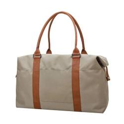 Herren-Canvas-Reisetasche, Damen-Handtasche, Gepäcktasche, Outdoor-Aufbewahrungstasche, große Kapazität, Gepäcktasche (Color : Khaki A Large) von CLIQR