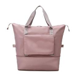Herren-Canvas-Reisetasche, Damen-Handtasche, Gepäcktasche, Outdoor-Aufbewahrungstasche, große Kapazität, Gepäcktasche (Color : Light Pink B) von CLIQR