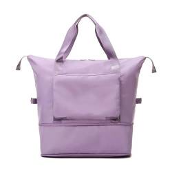 Herren-Canvas-Reisetasche, Damen-Handtasche, Gepäcktasche, Outdoor-Aufbewahrungstasche, große Kapazität, Gepäcktasche (Color : Purple B) von CLIQR