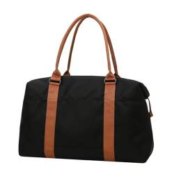 Mode große Reisetasche Damen Handtasche Canvas Umhängetasche Damen Reisetasche (Color : Black L) von CLIQR