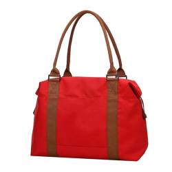 Mode große Reisetasche Damen Handtasche Canvas Umhängetasche Damen Reisetasche (Color : Red S) von CLIQR