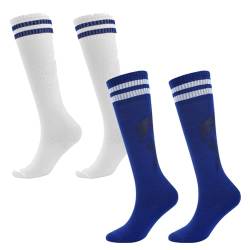 CLKE Football Socks, 2 Paare Fussball Socken, Fussballsocken Weiß, Fußballsocken Blau, Stutzen Fussball Herren, Fussballsocken Herren 43-46, für Fußballspielen, Laufen von CLKE