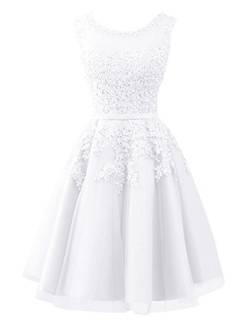 CLLA dress Damen Abendkleider Mit Applikationen Elegant Ballkleid Brautjungfernkleider Kurz Partykleid(Weiß,32) von CLLA dress