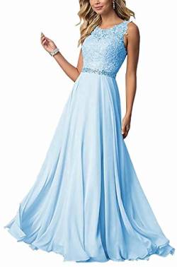 CLLA dress Damen Chiffon Spitze Abendkleider Elegant Brautkleid Lang Festkleid Ballkleider(Blau,34) von CLLA dress