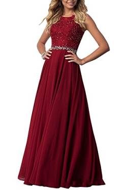 CLLA dress Damen Chiffon Spitze Abendkleider Elegant Brautkleid Lang Festkleid Ballkleider(Burgund,36) von CLLA dress