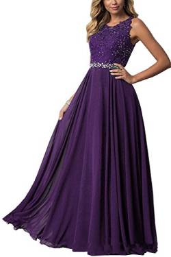 CLLA dress Damen Chiffon Spitze Abendkleider Elegant Brautkleid Lang Festkleid Ballkleider(Violett,44) von CLLA dress