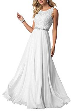 CLLA dress Damen Chiffon Spitze Abendkleider Elegant Brautkleid Lang Festkleid Ballkleider(Weiß,32) von CLLA dress