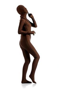 Enges Overall Set for Erwachsene Einfarbig Cosplay Kostüme Halloween Party Ganzanzug Zweite Haut Tanzbekleidung Lycra Zentai (Color : Brown, Size : Adults/160-170CM) von CLOCKX