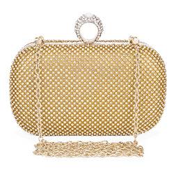 CLOCOLOR Damen Clutch, Strasssteine, Clutch, Geldbörse, Clutch mit Schleife, für Hochzeit, Party, Gold (gold), Small von CLOCOLOR