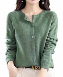 CLOUDEMO Cashmere Cardigan Sweaters for Women, 100% Cashmere Button Front Long Sleeve Cardigan Soft Warm Knit Elastic Jumpers (Pine Green,Large) von CLOUDEMO