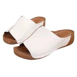 CLOUDEMO Damping Sole Upgradation Stretch Lightweight Sandals Orthopedic Wedge Slides for Women's (White,7-7.5) von CLOUDEMO