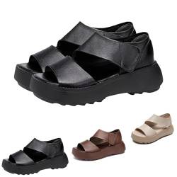 CLOUDEMO Lurebest Soft Sole Orthopedic Shoes, 2024 New Walking Shoes Casual Sandals Platform Sandals Women Open Toe Arch Support Hiking Sandals (Black,35) von CLOUDEMO