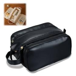 Luxorluxe Makeup Bag, Large Capacity Travel Cosmetic Bag, Multi-partition with Handle Makeup Bag, Multifunctional Portable Organizer, Women Waterproof Storage Toiletry Bag (Black) von CLOUDEMO