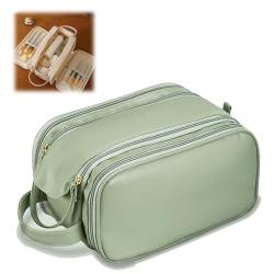 Luxorluxe Makeup Bag, Large Capacity Travel Cosmetic Bag, Multi-partition with Handle Makeup Bag, Multifunctional Portable Organizer, Women Waterproof Storage Toiletry Bag (Green) von CLOUDEMO
