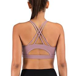 CLOUSPO Sport BH Damen Bequem Sports BH Yoga Bra ohne Bügel mit Gekreuzt Rücken Design für Yoga Jogging Fitness(Lila,M) von CLOUSPO