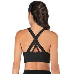 CLOUSPO Sport BH Damen Starker Halt Yoga BH Gekreuzt Rücken Sport-BH ohne Buegel(Schwarz, M) von CLOUSPO
