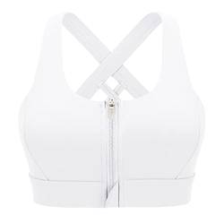 CLOUSPO Sport BH Damen Vorderverschluss Gepolstert Yoga BH Starker Halt Nach der Operation tragbarer Bra ohne Bügel für Laufen Jogging Fitness Yoga(Weiss, L) von CLOUSPO