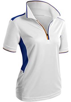 CLOVERY Damen Active Wear Kurzarm Poloshirt mit Reißverschluss, Kwtts0187_weiß, X-Groß von CLOVERY