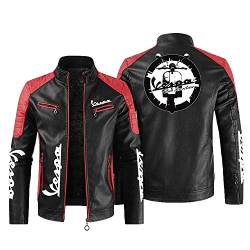 CLOZAM Herren Lederjacke,Servizio Vespa Print PU Jacken Motorradjacke Reißverschluss Sweatshirts Dicker Warmer Mantel-D||M von CLOZAM