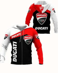 Herren Hoodie Pullover Ducati 3D Druck Pullover Baseball Jersey Casual Hooded Full Zip Sweatshirt Große Taschen Motorrad Hoodie-D||6XL von CLOZAM