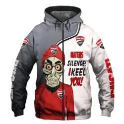 Herren Hoodie Pullover Ducati 3D Druck Pullover Baseball Jersey Casual Hooded Full Zip Sweatshirt Große Taschen Motorrad Hoodie-D||6XL von CLOZAM