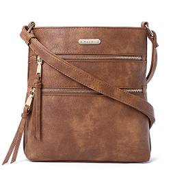 CLUCI Crossbody-Geldbörsen für Damen, mittelgroße Reißverschlusstasche, verstellbarer Riemen, weiches Leder, Damen-Schulterhandtaschen, braun, Small von CLUCI