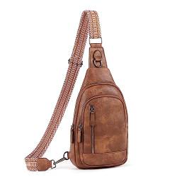 CLUCI Crossbody bag Bauchtasche, umhängetasche damen herren, PU Leder Brusttasche, Klein Schultertasche für Reisen,Braun von CLUCI