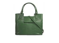 Cluty Handtasche Damen Leder gemustert, grün von CLUTY