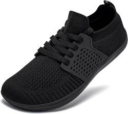 CLYCTIP Unisex Knit Barfußschuhe Breite Zehe Schuhe Minimalistische Barfuß-Sneaker mit Zero-Drop Sohle, Schwarz, 41 EU von CLYCTIP