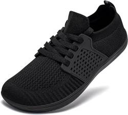 CLYCTIP Unisex Knit Barfußschuhe Breite Zehe Schuhe Minimalistische Barfuß-Sneaker mit Zero-Drop Sohle, Schwarz ，37 EU von CLYCTIP