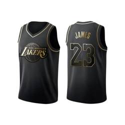 # 23 Schwarz Gold Basketball Jersey,Unisex Ärmellose Sport Weste Shirt,Schwarz,M von CLZWFZ