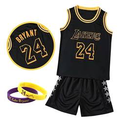 CLZWFZ Basketball Trikot Kit Kinder Fans Trikot Jungen Sportbekleidung Ärmellose Basketballweste Tops und Shorts Sport Set Sommer Trainingsanzug Geschenke für Jungen Grils,Schwarz,L von CLZWFZ