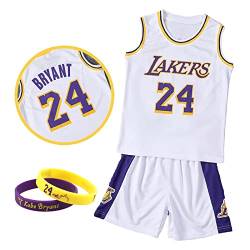 CLZWFZ Basketball Trikot Kit Kinder Fans Trikot Jungen Sportbekleidung Ärmellose Basketballweste Tops und Shorts Sport Set Sommer Trainingsanzug Geschenke für Jungen Grils,Weiß,L von CLZWFZ