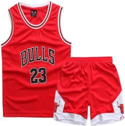 CLZWFZ Kinderbasketball Set 2-teilig,Unisex Kinderbasketball Set 2-16 Jahre,Kinder Basketballshirt,Rot,M von CLZWFZ