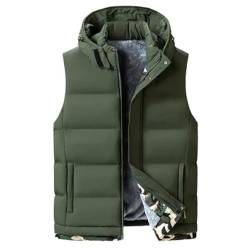 CLoxks Weste Vest Herren Jacke Ärmellose Weste Winter Mann Warme Weste Kapuzen Mäntel Herren Wind Jacke Thermo Westen Kleidung 7Xl Grün von CLoxks