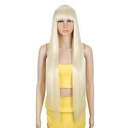 Damen Perücken 36 Zoll Cosplay synthetische Perücke mit Pony lange gerade Perücke Ombre Blonde farbige Perücke Perücke for Frauen Perücke for schwarze Frauen synthetische Perücke Beauty Ladieshair (C von CLoxks