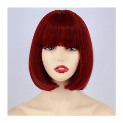 Damen Perücken Kurze schwarze Bob-Perücke, gerade, synthetische Perücken for Frauen mit Pony, natürliche hitzebeständige Faser, Cosplay-Haar Beauty Ladieshair (Color : 3) von CLoxks