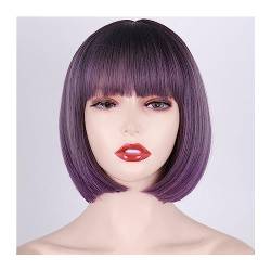 Damen Perücken Kurze schwarze Bob-Perücke, gerade, synthetische Perücken for Frauen mit Pony, natürliche hitzebeständige Faser, Cosplay-Haar Beauty Ladieshair (Color : 4) von CLoxks