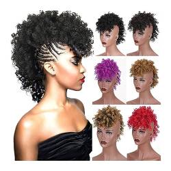 Dutt-Haarteil für Frauen Puff Afro Curly Haarteile Mohawk Pferdeschwänze for Frauen, synthetische verworrene lockige Haarknoten-Pferdeschwanzverlängerung mit Pony Wrap Updo Clip-in-Haarverlängerungen von CLoxks