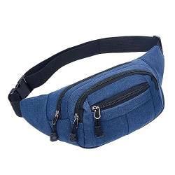 Hüfttaschen Herren Canvas Waistpack Mode Radfahren Laufen Sport Brusttasche Mode One Shoulder Oblique Straddle Bag Blau von CLoxks