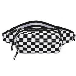 Hüfttaschen Mode Schachbrett Checker Brusttasche Frauen Freizeit Mädchen Mode Marke Taillentasche Große Kapazität Brust Umhängetasche Schwarzes Gitter von CLoxks