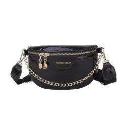 Hüfttaschen Modetasche Damenmode Brusttasche Unterarmtasche Freizeit Breiter Schultergurt Eine Schulter Modische Taillentasche Umhängetasche Schwarz von CLoxks