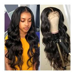 Perücke für Frauen Brazilian Body Wave Lace Front Wig 13x4×1 T Part Lace Frontal Wig with Baby Hair Medium Brown Lace 10-30 Inch Human Hair Lace Wigs for Women Human Hair Wig (Color : 13x1 Lace Wig, von CLoxks