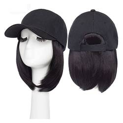 Perückenkappen 6inch Baseball -Perücke Bob Perücke Black Hat Wigs Mütze mit Haar Perückenkappen für Damen (Color : B) von CLoxks