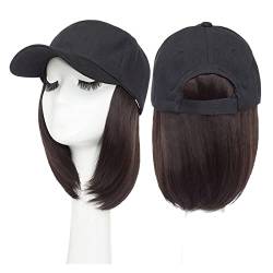 Perückenkappen 6inch Baseball -Perücke Bob Perücke Black Hat Wigs Mütze mit Haar Perückenkappen für Damen (Color : C) von CLoxks