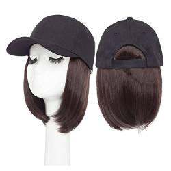 Perückenkappen 6inch Baseball -Perücke Bob Perücke Black Hat Wigs Mütze mit Haar Perückenkappen für Damen (Color : D) von CLoxks