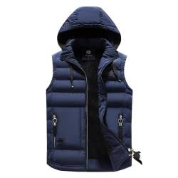 Weste Vest Herren Weste Winter Daunen Weste Freizeit Weste Herren Ärmellose Jacke Verdickte Wärme Weste Herren Weste Hut Abnehmbar Xl Blau von CLoxks