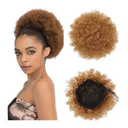 clip im haarteil Verworrene lockige Pferdeschwanz-Haarteile for schwarze Frauen, Afro-Puff-Haarknoten, Chignon-Zubehör, kurze Kordelzug-Pferdeschwanz-Verlängerung, synthetisch haarknoten-clip (Color von CLoxks