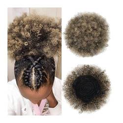 clip im haarteil Verworrene lockige Pferdeschwanz-Haarteile for schwarze Frauen, Afro-Puff-Haarknoten, Chignon-Zubehör, kurze Kordelzug-Pferdeschwanz-Verlängerung, synthetisch haarknoten-clip (Color von CLoxks